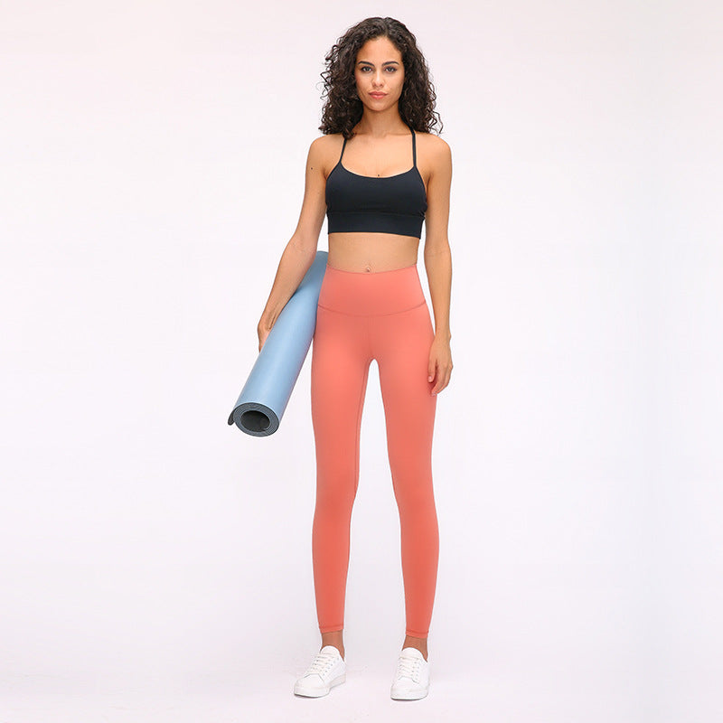 Naked Yoga Pants Women's High Waist Hip-lifting Running Tight Foot Cropped Pants Stretch Scrub Yoga Suit D19037 - image 4