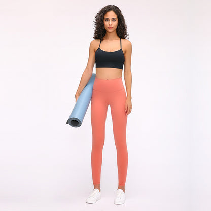 Naked Yoga Pants Women's High Waist Hip-lifting Running Tight Foot Cropped Pants Stretch Scrub Yoga Suit D19037 - image 4