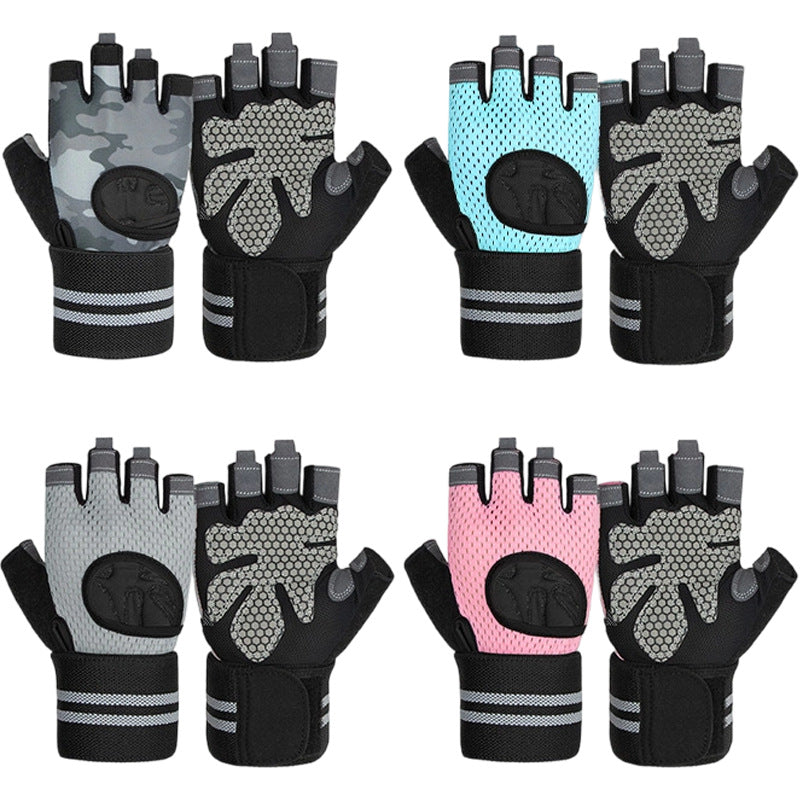 Mkas Fitness Gloves, Sports Half-Finger Cycling Gloves, Weightlifting Gloves with Wrist Guards, Anti-Slip, Anti-Callus, Deadlift Compression Hand Guards - image 5