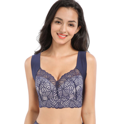 Lace Large Size Bra Fat mm 100kg Wire-Free Vest Style Sports Sleep Push-Up Enlarged Bra Wholesale - image 1