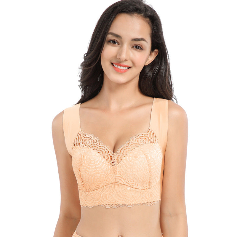 Lace Large Size Bra Fat mm 100kg Wire-Free Vest Style Sports Sleep Push-Up Enlarged Bra Wholesale - image 2