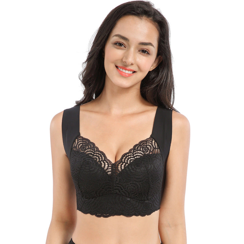 Lace Large Size Bra Fat mm 100kg Wire-Free Vest Style Sports Sleep Push-Up Enlarged Bra Wholesale - image 3