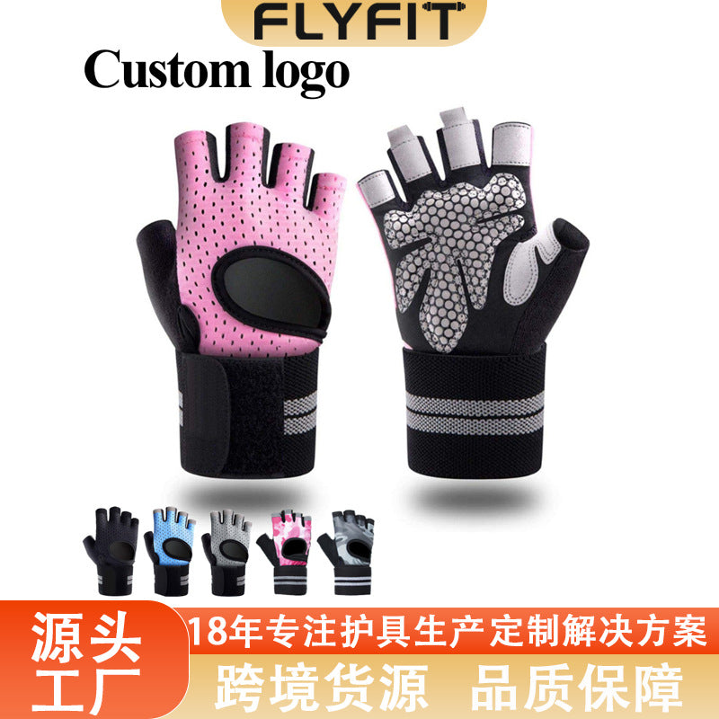 Cross-Border Fitness Gloves Men's Half-Finger Sports Fitness Gloves Anti-Callousing Weightlifting Gloves Iron Gloves - image 1