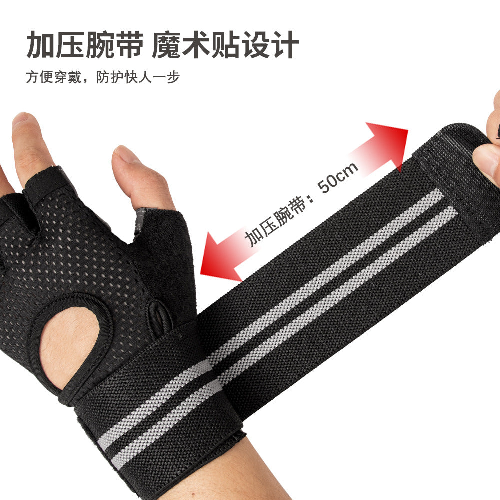 Cross-Border Fitness Gloves Men's Half-Finger Sports Fitness Gloves Anti-Callousing Weightlifting Gloves Iron Gloves - image 4