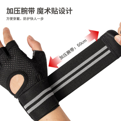 Cross-Border Fitness Gloves Men's Half-Finger Sports Fitness Gloves Anti-Callousing Weightlifting Gloves Iron Gloves - image 4