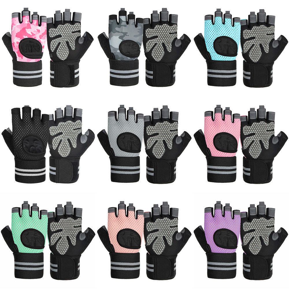 Cross-Border Fitness Gloves Men's Half-Finger Sports Fitness Gloves Anti-Callousing Weightlifting Gloves Iron Gloves - image 5