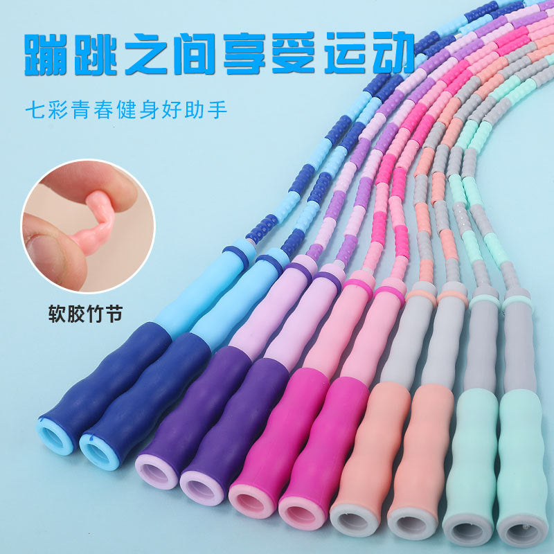 Children's Bamboo Rope Skipping Kindergarten Primary School Students Use Beginner Adjustable Pattern Bead Rope Skipping Rope for High School Entrance Examination - image 3