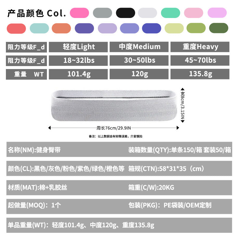 Yoga Resistance Bands, Hip Lift Bands, Small Batch Customization, Cross-Border Fitness Resistance Bands, Woven Breathable Multi-Color Resistance Loops - image 2