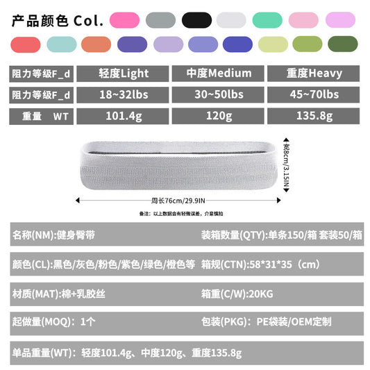 Yoga Resistance Bands, Hip Lift Bands, Small Batch Customization, Cross-Border Fitness Resistance Bands, Woven Breathable Multi-Color Resistance Loops - image 2