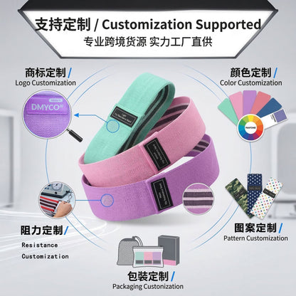 Yoga Resistance Bands, Hip Lift Bands, Small Batch Customization, Cross-Border Fitness Resistance Bands, Woven Breathable Multi-Color Resistance Loops - image 3