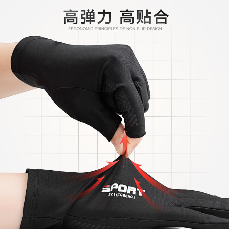 Driving and Fishing Gloves with Fingerless Half-Finger Ice Silk Non-Slip Gloves Breathable Sun Protection Fitness Cycling Express Quick-Drying Gloves - image 3