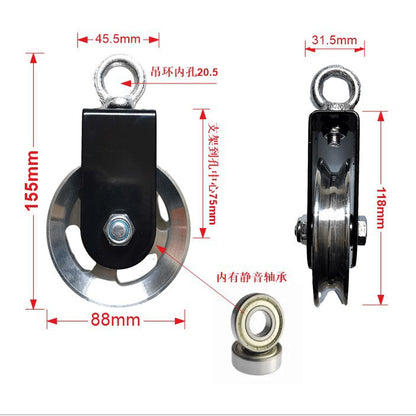 Fitness equipment bracket pulley mute hanging wheel self-made DIY Big Bird pulley three heads and back equipment - image 2