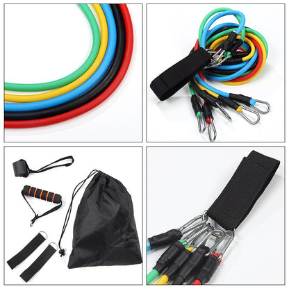 11-piece set of tension device multifunctional tpe tension rope one-word tension Belt Fitness training equipment elastic rope belt - image 4