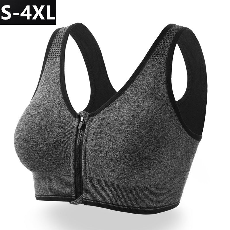 Front zipper sports bra professional shockproof breathable wireless running vest yoga sports underwear for women - image 1