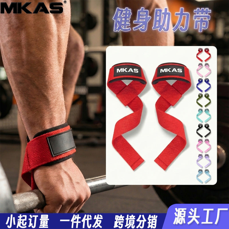 Mkas Sports Fitness Assistance Belt Weightlifting Training Grip Belt Pull-Up Silicone Wristband Deadlift Assistance Belt - image 1