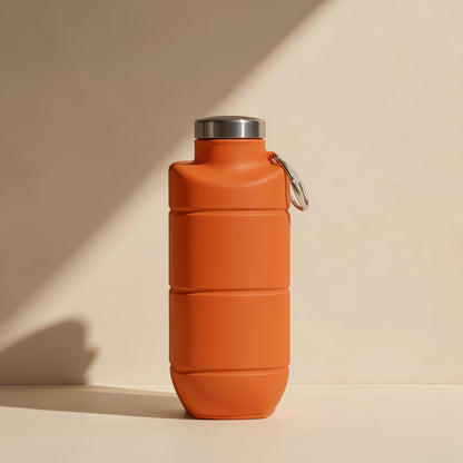 Silicone folding sports water bottle with 500 ml or 700 ml capacity