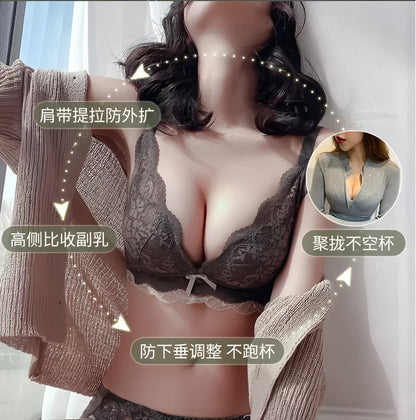 New Lace Intimates, Women's Small Breast Intimates, Push-Up, Auxiliary Breast Support, No Wires, Adjustable Sexy Bra Set - image 2