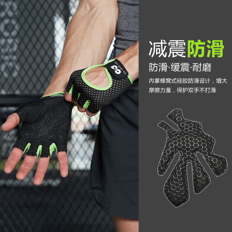 Ricky Outdoor Riding Fitness Half-finger Gloves Men's and Women's Running Mountaineering Weightlifting Non-slip Breathable Thin Gloves - image 3