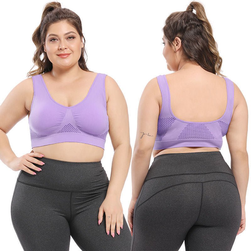 Carefully Selected Sports-Bra Cross-Border Plus-Size Breathable Mesh Backless Push-Up Sports Bra Mesh Running Yoga Bra - image 4