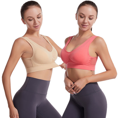Hollow Mesh Sports Bra Women's Shock-Proof Vest Running Yoga Fitness Bra Beautiful Back Push up Large Size Amazon - image 3