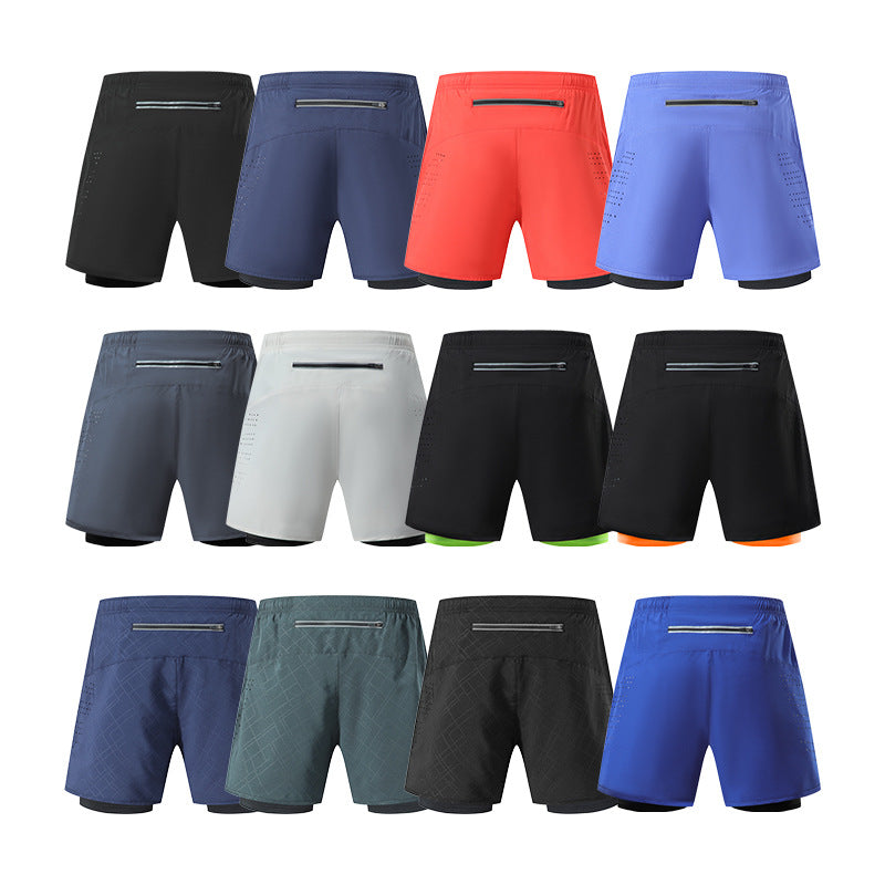 Sports Shorts Men's Running Marathon Track and Field Loose Three-point Pants Quick-drying Lined Anti-running Double-layer Fitness Shorts - image 5