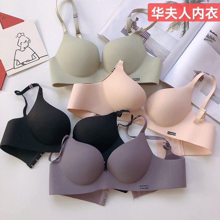 One-piece sexy seamless small chest special push-up underwear women's thick cup wireless girl adjustable bra - image 1