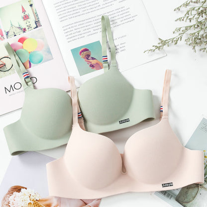 One-piece sexy seamless small chest special push-up underwear women's thick cup wireless girl adjustable bra - image 2