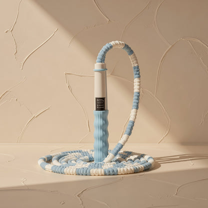 Plastic skipping rope with soft beads arranged in bamboo-style sections - view 2