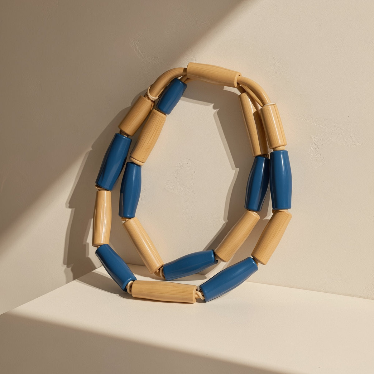 Plastic skipping rope with soft beads arranged in bamboo-style sections - view 4