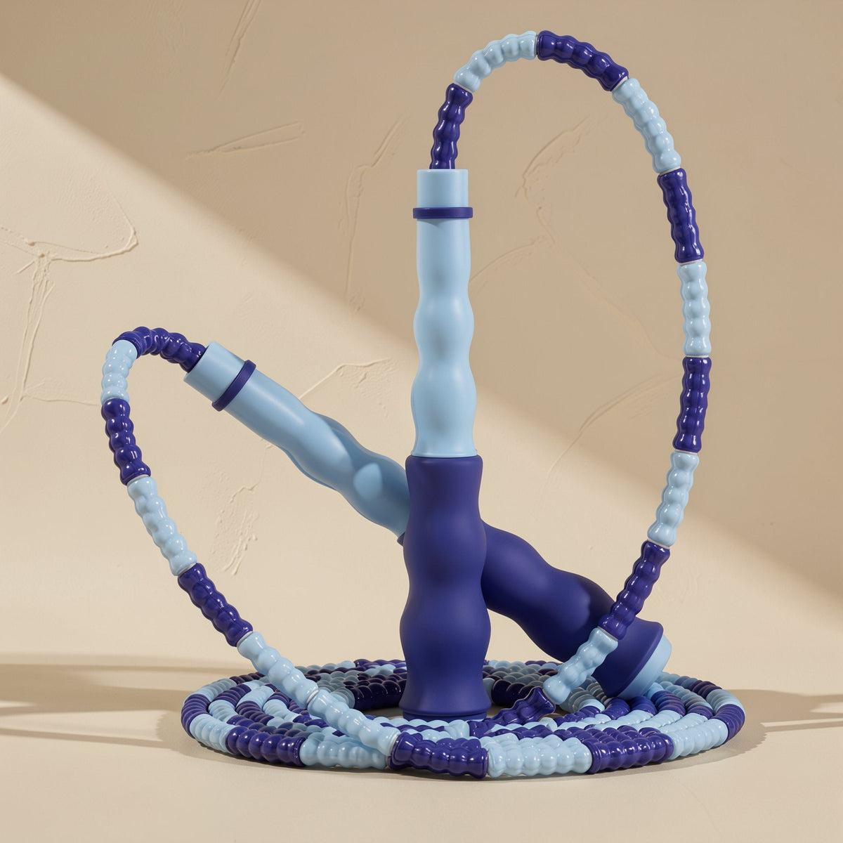 Plastic skipping rope with soft beads arranged in bamboo-style sections - view 5