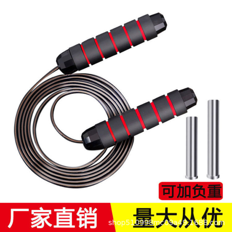 Amazon Weighted Steel Wire Jump Rope Fitness Exercise Student Competition Bearing Jump Rope Sports Goods Wholesale - image 1