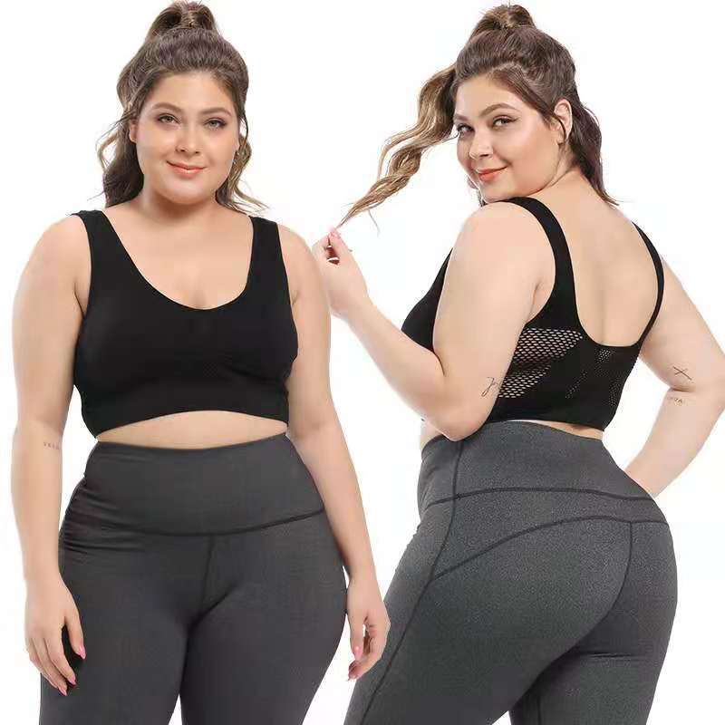 Sport Bra Mesh Cut Out Breathable Hole Sports Bra Cross-Border Large Size Yoga Running Fitness Sports Bra - image 3