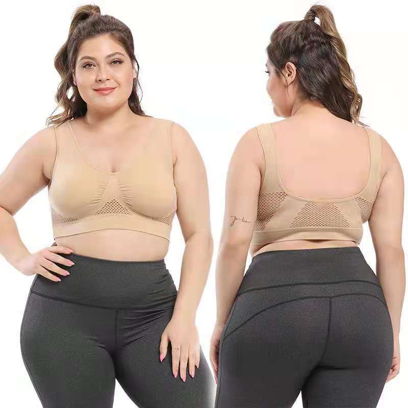 Sport Bra Mesh Cut Out Breathable Hole Sports Bra Cross-Border Large Size Yoga Running Fitness Sports Bra - image 4