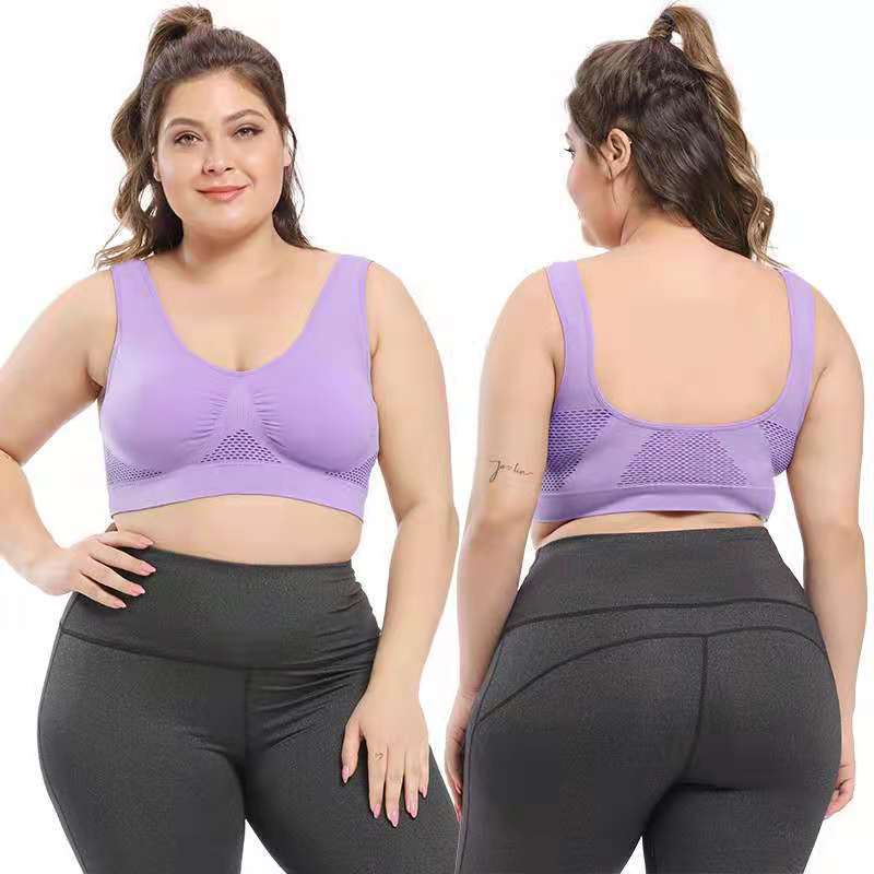 Sport Bra Mesh Cut Out Breathable Hole Sports Bra Cross-Border Large Size Yoga Running Fitness Sports Bra - image 5