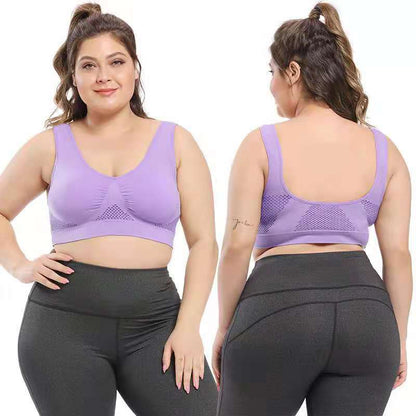 Sport Bra Mesh Cut Out Breathable Hole Sports Bra Cross-Border Large Size Yoga Running Fitness Sports Bra - image 5