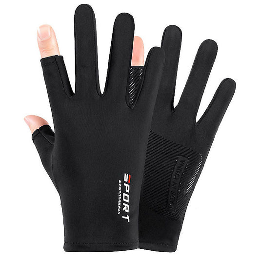 Driving fishing gloves half finger ice silk non-slip gloves breathable sunscreen fitness cycling express quick-drying gloves - image 1