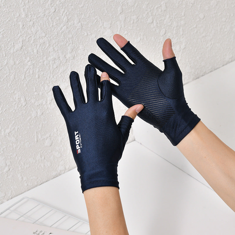 Driving fishing gloves half finger ice silk non-slip gloves breathable sunscreen fitness cycling express quick-drying gloves - image 3