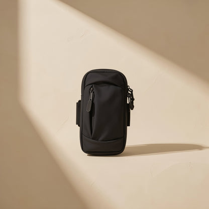 PU phone arm bag with a solid-color design