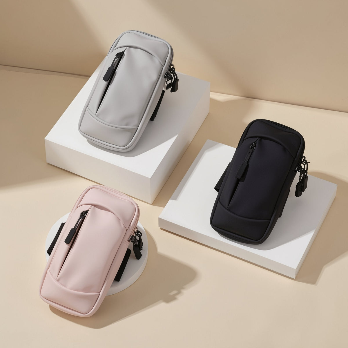 PU phone arm bag with a solid-color design - view 2