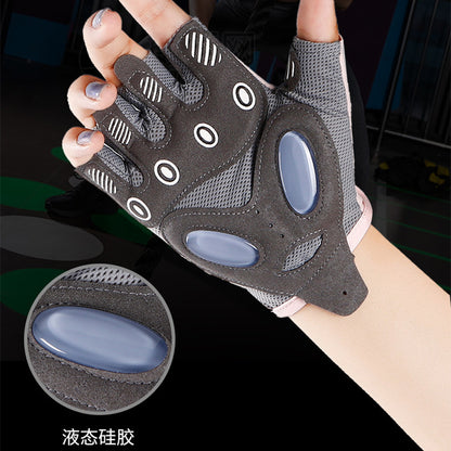 Half-finger Fitness Gloves Women's Non-slip Sports Wear-resistant Air Cushion Anti-vibration Ice Silk Breathable Yoga Anti-cocoon Cycling Gloves - image 3