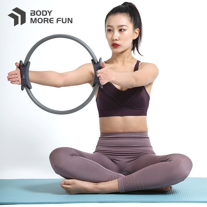 Connez Yoga Pilates Ring tpe Glue Handle Fiberglass Yoga Ring Fitness Open Back Magic Ring - image 1