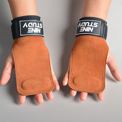 Pull-up booster belt hard pull iron fitness gloves Palm guard single bar anti-off wrist strap lying push-pull back wrist guard - image 3