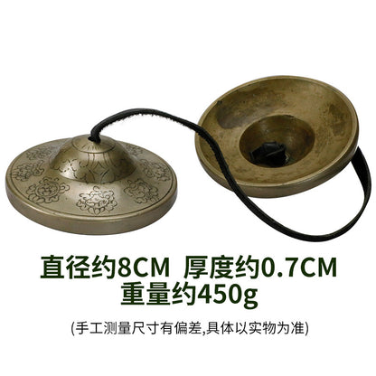 Nepal Bolt Bronze Ding Xia Jixiang Eight Treasures Carved Bolt Yoga Hall Meditation Niche Musical Instruments 8cm - image 3