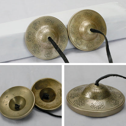Nepal Bolt Bronze Ding Xia Jixiang Eight Treasures Carved Bolt Yoga Hall Meditation Niche Musical Instruments 8cm - image 4