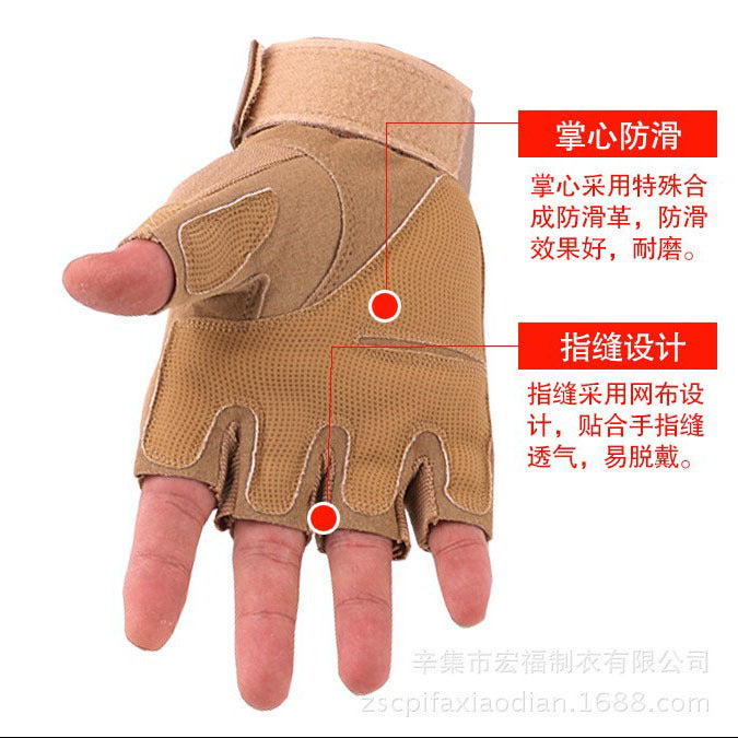 Half-finger Tactical Gloves Men's Outdoor Cycling Sports Non-slip Wear-resistant Mountaineering Fitness Training Five-finger Gloves - image 3