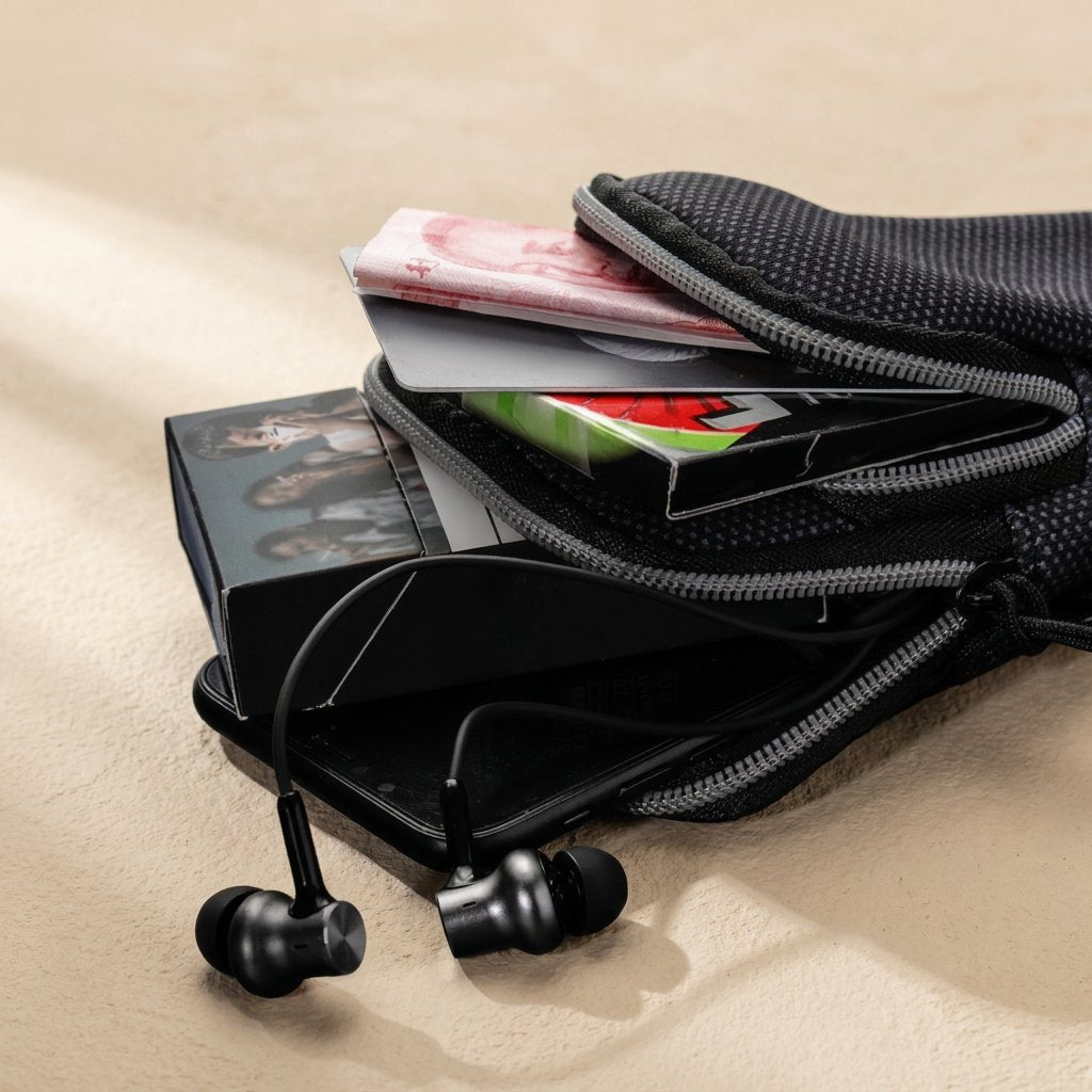 Plaid mobile phone arm bag with nylon lining and waterproof function - view 2