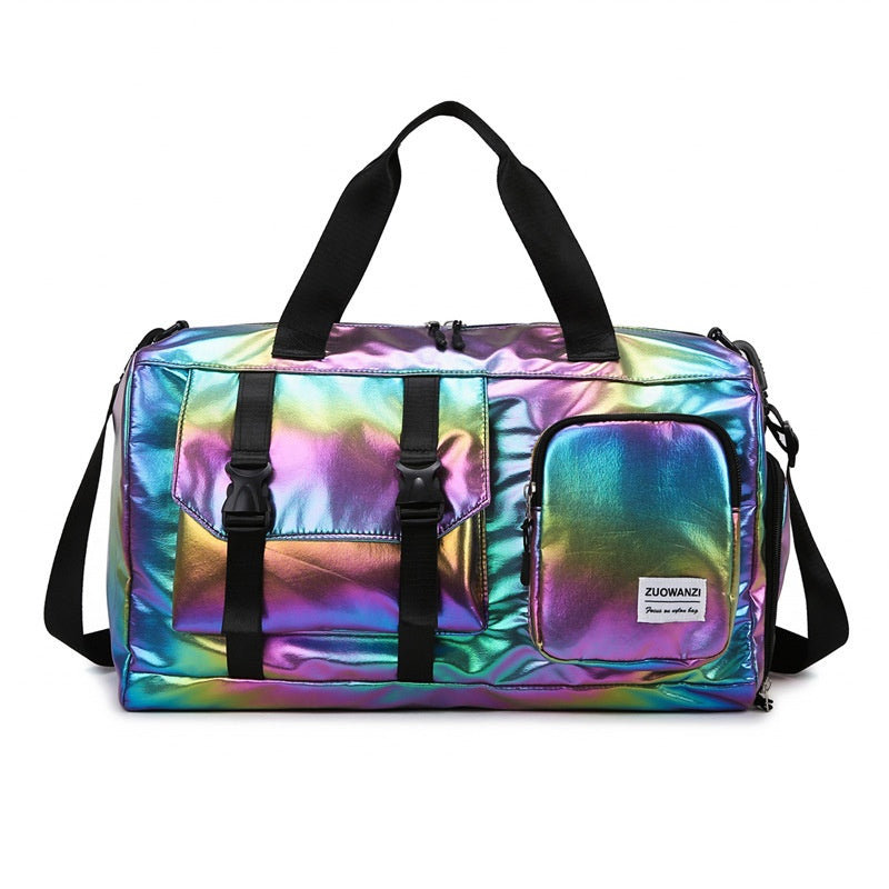 Colorful Pearlescent Yoga Fitness Bag With Dry-wet Separation