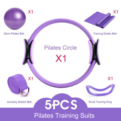 Pilates Circle Five-Piece Set Stretch Auxiliary Belt Latex Tension Belt 25cm Yoga Tube Ball Yoga Ring Combination - image 3