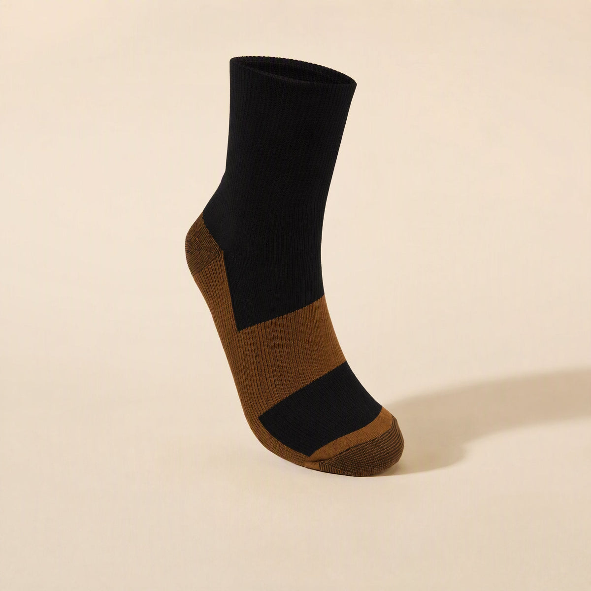 Copper fiber sports pressure calf socks with high-cylinder height and solid-color pattern - view 2