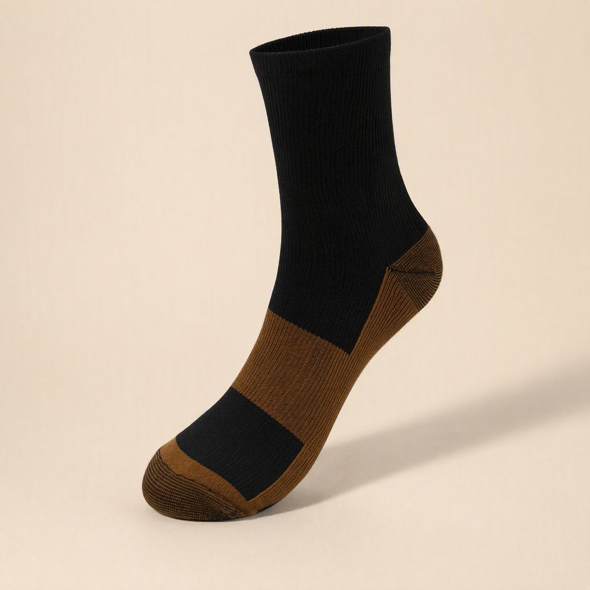 Copper fiber sports pressure calf socks with high-cylinder height and solid-color pattern - view 3
